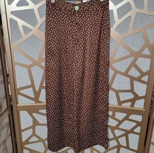 NWOT URBAN OUTFITTERS Brown & White Polka Dot Satin Trousers